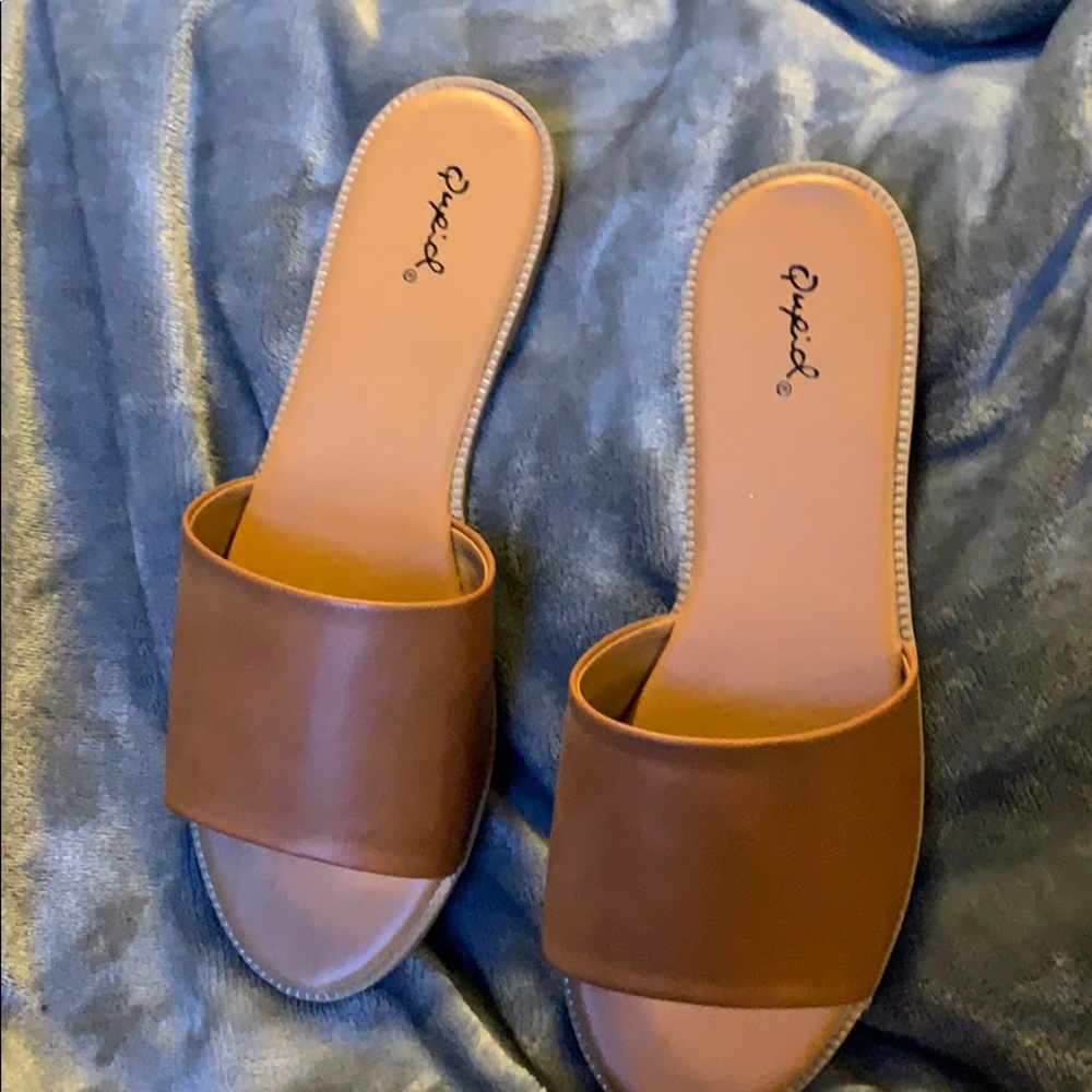 Tan slip ons